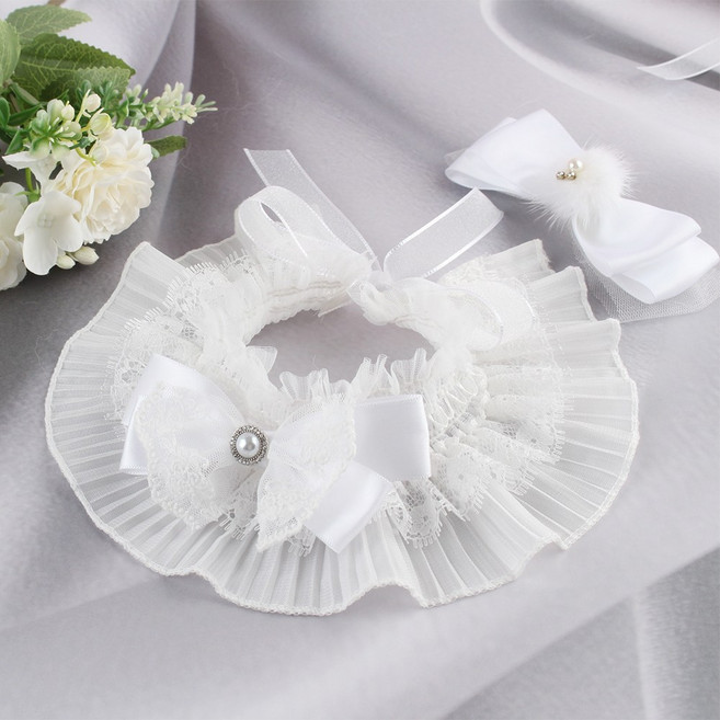 강아지 고양이 특별한 날 레이스 케이프 핸드메이드 웨딩 촬영용, 1개, 화이트