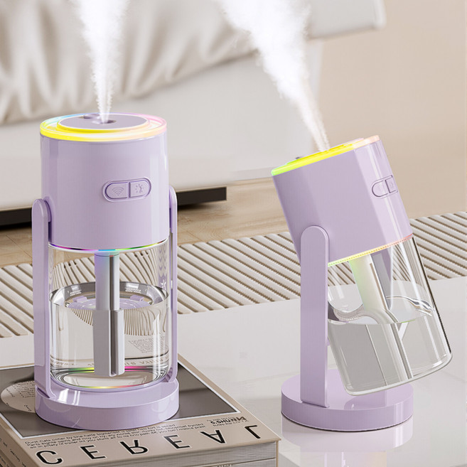 Ditwo 듀얼 스윙 별하늘 프로젝션 무드등 저소음 회전 미니 초음파 가습기, 퍼플, S