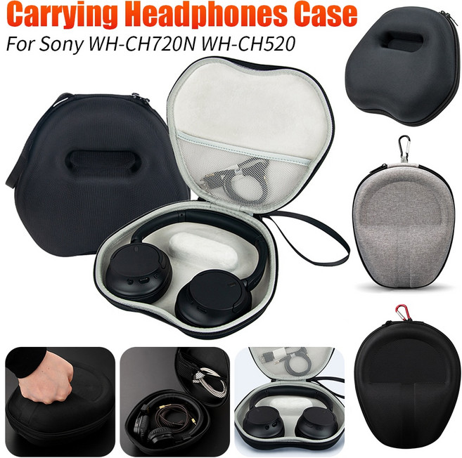 소니 WH-CH720N WH-CH520 무선 헤드폰 케이스 하드 EVA 케이스 블루투스 헤드폰 운반 가방 파우치 보관 가방 커버, 3.B  Grey, 1개