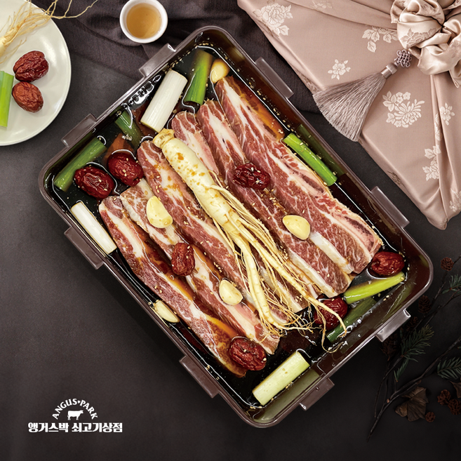 [정육대왕] 1.8Kg x 2ea 블랙앵거스 프리미엄 인삼LA꽃갈비 선물세트, 2개