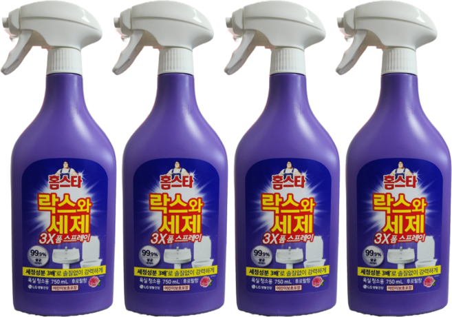 홈스타 락스와세제 3X 폼 스프레이 후로랄향 500ML*2개, 750ml, 4개