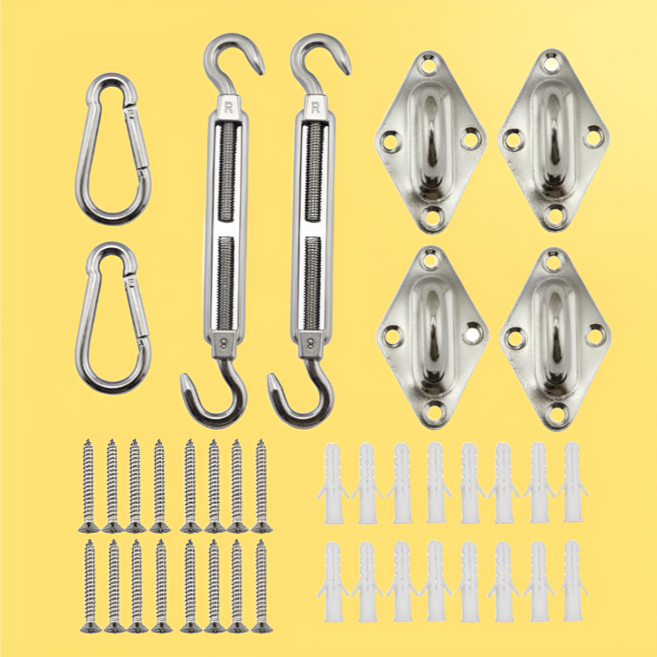 그늘막 타프용 연결 장비 고정 장치 햇빛 차단 차광막 옥상 캠핑 그물망, 풀패키지 세트