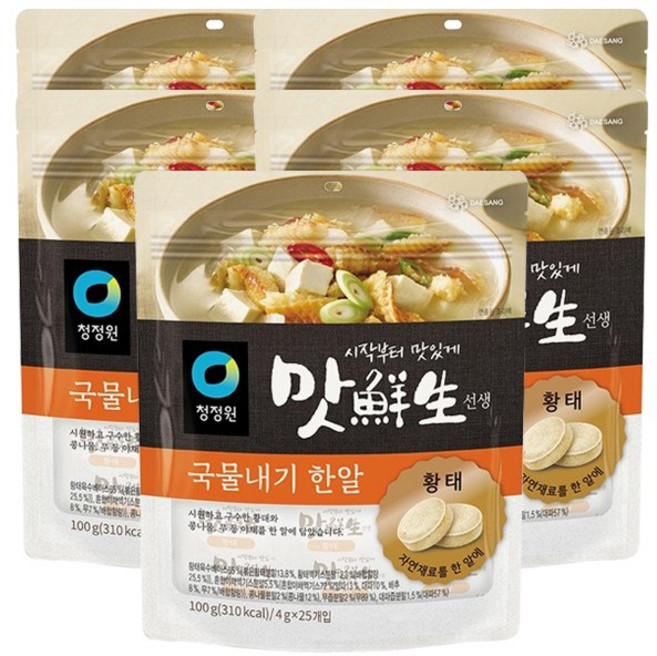 대상 청정원 맛선생 황태 국물내기 한알, 100g, 5개