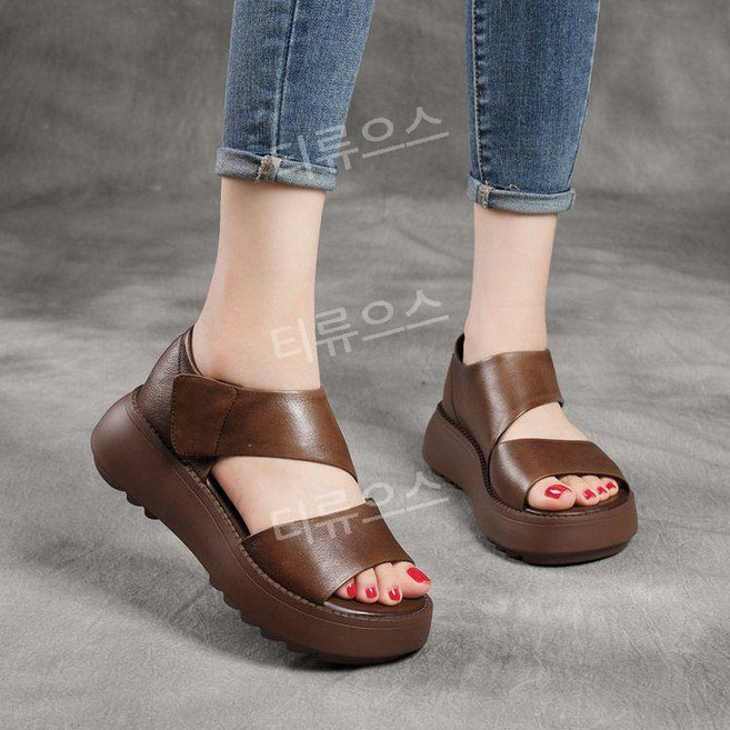 티류으스여성 발편한 통굽 5cm 샌들 무지외반증 오픈힐 여름 신발