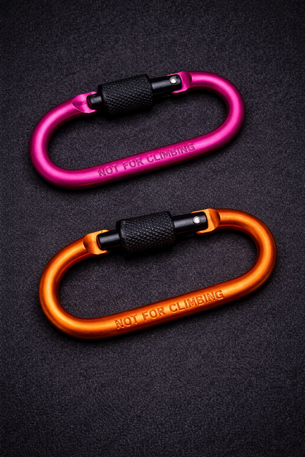 알루미늄 락킹 카라비너 5컬러 블랙 블루 퍼플 핑크 오렌지 스크류 잠금 NOT FOR CLIMBING 캠핑 키링 다용도, 1개, 오렌지 + 핑크