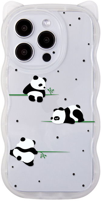 레이지 팬더 캣 웨이브 고양이귀 투명 핸드폰 케이스