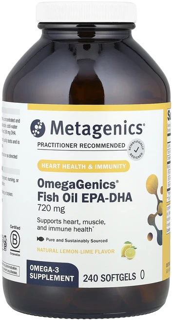 프리미엄상품 Metagenics OmegaGenics® 피쉬 오일 EPA-DHA 천연 레몬-라임 720mg 소프트젤 240정 부모님챙기세요, MetagenicsOmegaGenics피쉬오일EPADH, 1개 - 쿠팡
