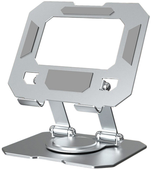 全金屬碳素鋼平板支架 360度旋轉 多角度可調 適用4-16吋平板, 銀色, 1個, 無