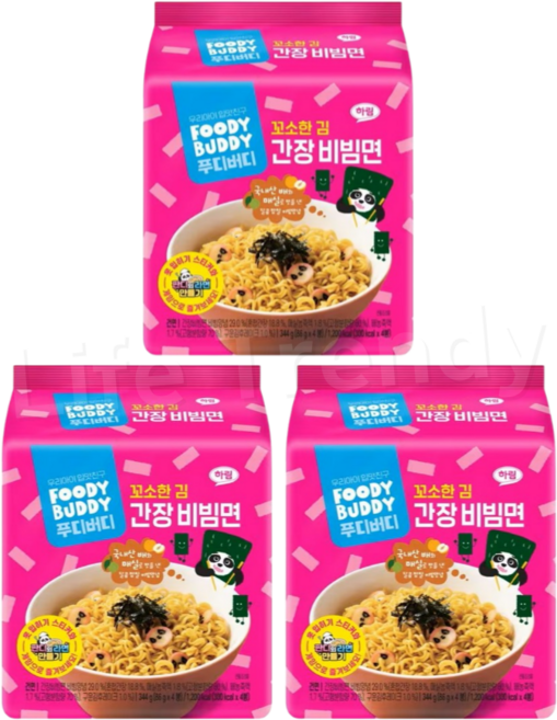 푸디버디 간장비빔면 344g, 3팩