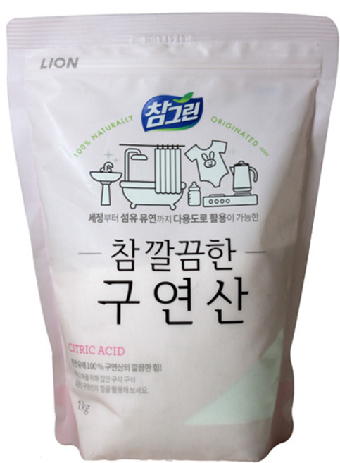 라이온 참그린 구연산 1kgX10개입 BOX 생활용품 > 세제 주방세제 천연세제류 베이킹소다, 1kg, 10