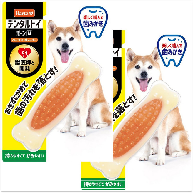 M ~ 2 (Hartz) 튜던트 치아 장난감 본 소형 중형 개 베이컨 맛 × 개 하트 개