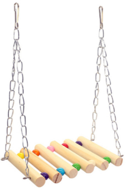 康遠 鸚鵡吊橋鞦韆 中小型鳥籠玩具 啃咬站槓, 1個, 實木站棍