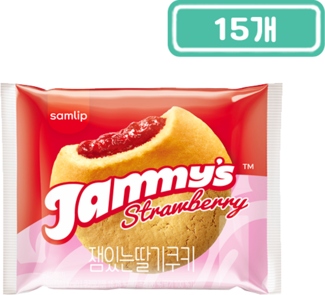 PB 삼립 잼있는 딸기맛 쿠키 75g, 15개
