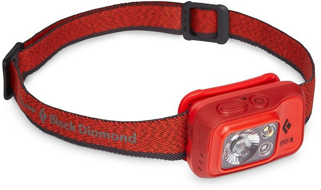 블랙 다이아몬드 스팟 400R 충전식 LED 헤드램프 캠핑 하이킹 달리기 사냥 레드 라이트 헤드램프 모드 사용 시 방수 및 디밍이 가능합니다