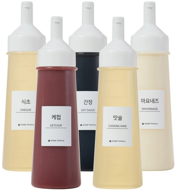 심플팩토리 흐르지 않는 원터치 소스통, 5개, 450ml