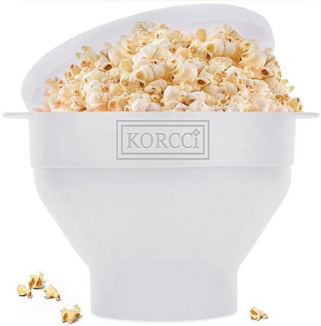 오리지널 Korcci 전자레인지 사용 가능한 실리콘 팝콘 팝퍼 접이식 메이커 볼 오일 필요 없음 전자레인지에 사용 식기세척기 가능 (블루)_156827, 2.3*9.3