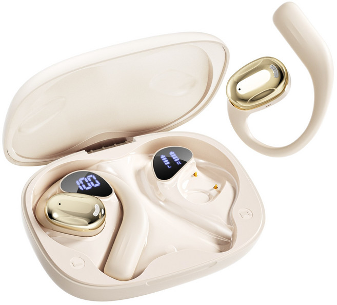 DAICOO 귀걸이형 무선 블루투스 이어폰 오픈형 고음질 S3, 베이지