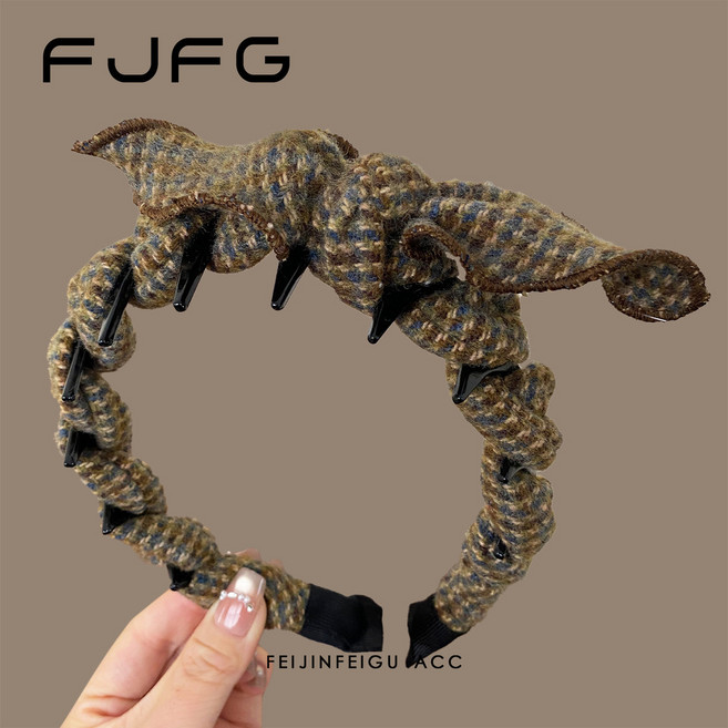 2025年新款 波西米亞 編織 髮箍, 1個, 【絨織鼕意】髮箍-佈蕾格綠