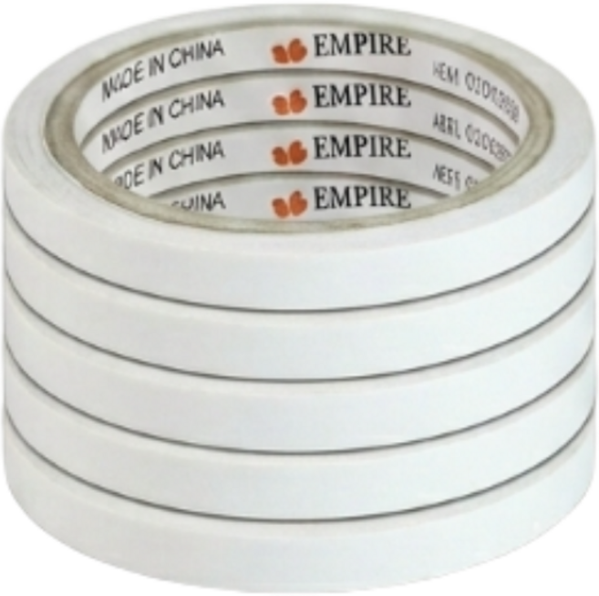 엠파이어 양면테이프 5MM 10M [초슬림 얇은 양면 테이프 슬림 대용량 공예용 부자재 선물 포장 재료], 5개, 반 투명