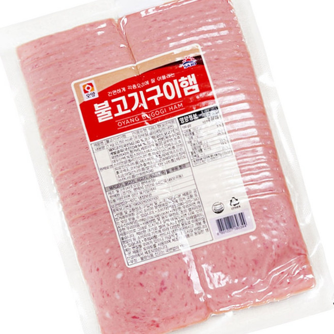 사조오양 불고기구이햄 1kg 대용량 업소용 샌드위치 토스트 사각 슬라이햄, 1개