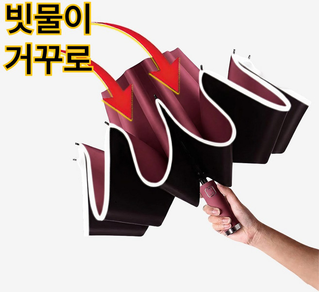 티르모 튼튼한 거꾸로 원터치 3단 자동 암막우산