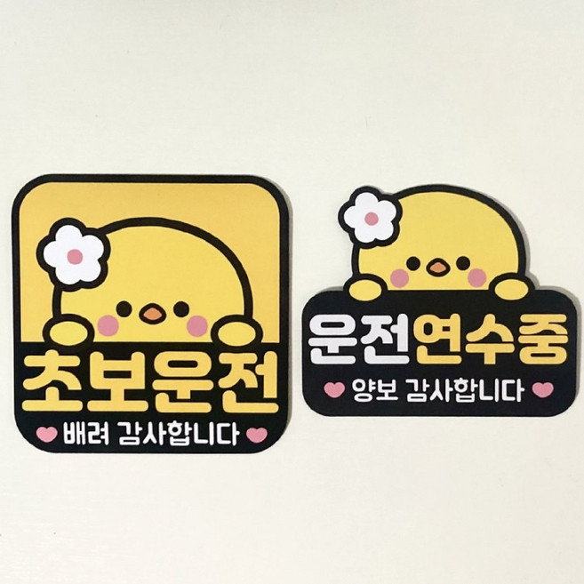나봄드로잉 1+1 자체디자인 제작 초보운전 자석 스티커 탈부착, 1개, 치치1+1세트