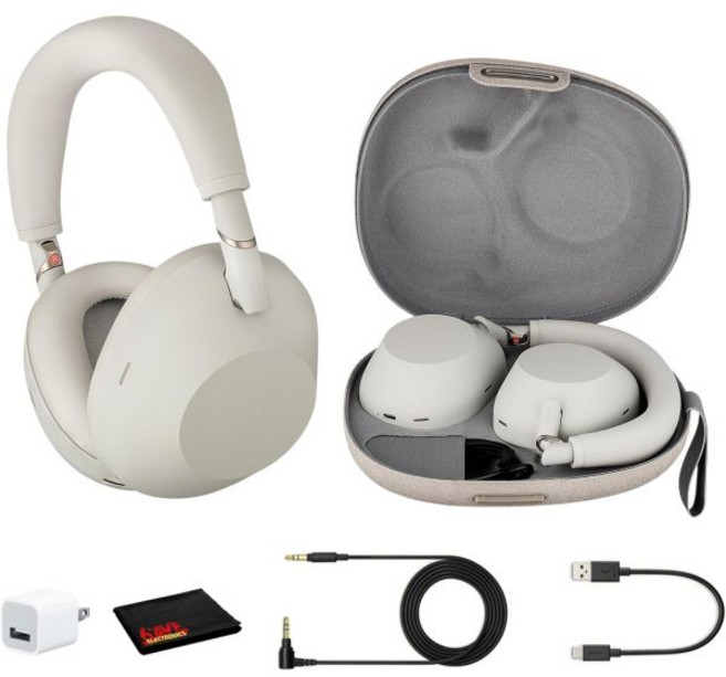 Sony 헤드폰 이어폰 헤드셋 무선 블루투스 소니 WH-1000XM6 노이즈 캔슬링 헤드폰블랙 폴더블 오버이어 고해상도 오디오 30시간 배터리 LDAC 멀티포인트 USB 벽 어, Silver
