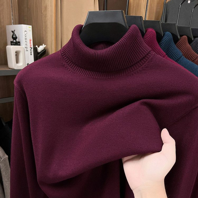 남성용 폴라 니트 스웨터 가을 겨울 캐주얼 데일리 도톰 이너 상의 심플 솔리드 따뜻한 니트 LJX