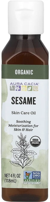 Aura Cacia 유기농 스킨 케어 오일 참깨 4 액량 온스 (118 ml), AuraCacia유기농스킨케어오일참깨4액량온스118ml, 1개, 118ml - 쿠팡