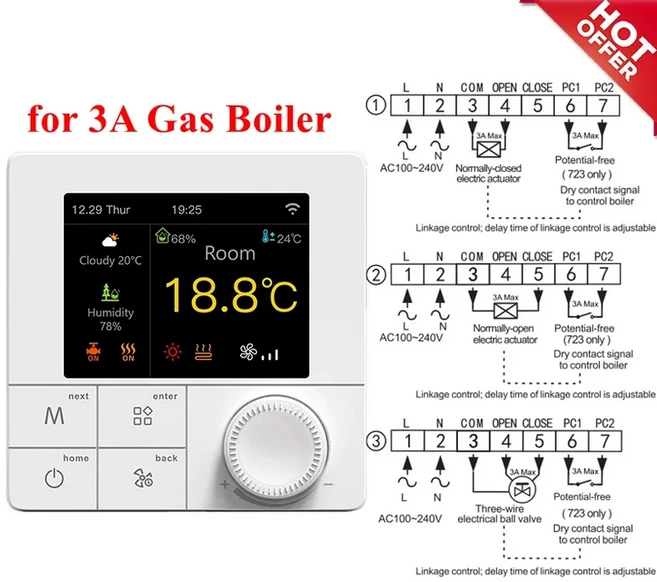 바닥 난방 Wi-Fi 온도 조절기 물 및 전기 가스 보일러용 홈 컨트롤러 스마트 투야 알렉사 구글 220V, 01 100-240V, 01 빠른, 09 R8C.Gas Boiler