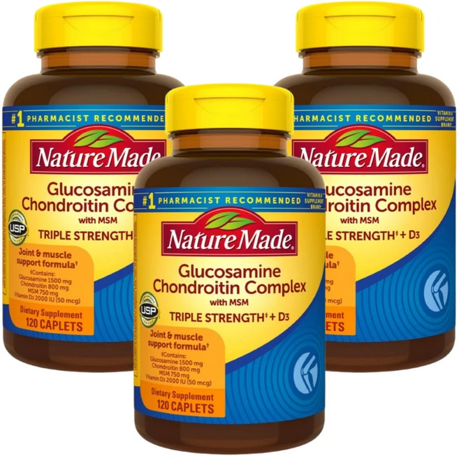 네이처메이드 글루코사민 콘드로이친 MSM 비타민D3 120정 3개 - 쿠팡