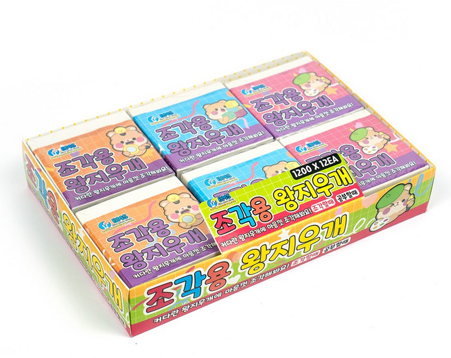 1200 조각용 왕지우개 L 도장용 지우개스탬프, 랜덤색상, 12개