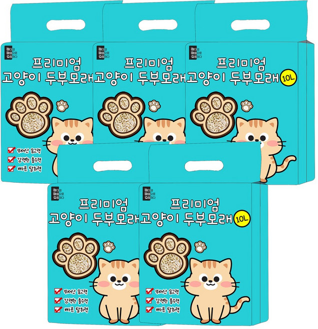 마마쇼 프리미엄 고양이 두부모래, 오리지널, 5개, 10L