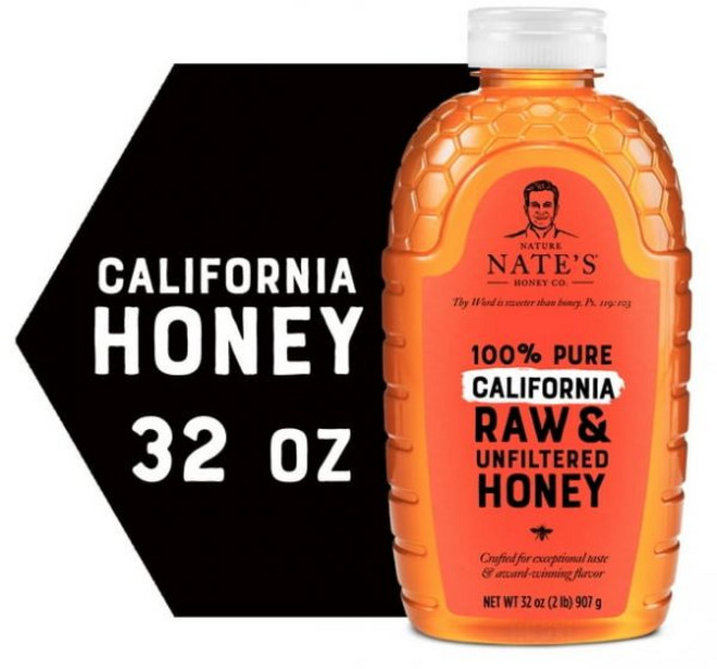 Nature Nate's California 허니: 100% Pure Raw Unfiltered 허니 32 fl 온즈 GlutenFree 106836, 907g, 1개