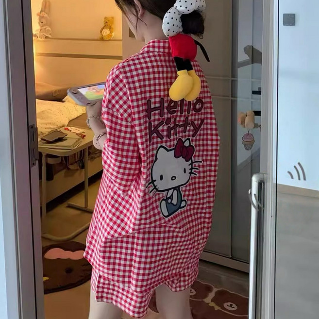 에트월 데일데일 체크 잠옷 홈웨어 세트