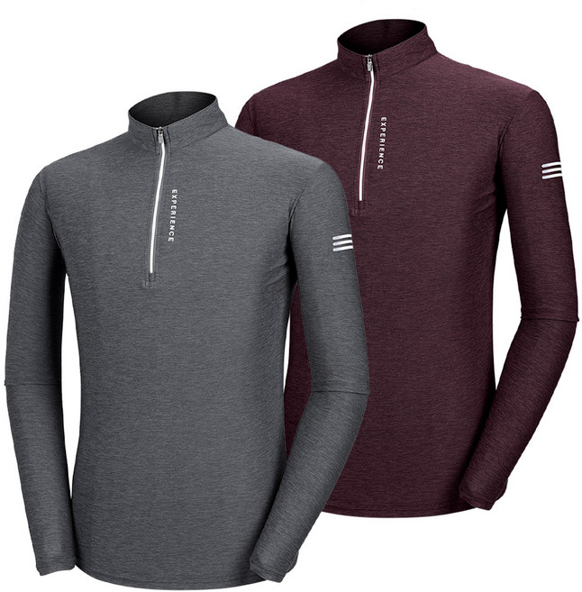 [이지바이] (1+1) 남성 긴팔 집업 티셔츠_스판 작업복 등산 아웃도어 집업티