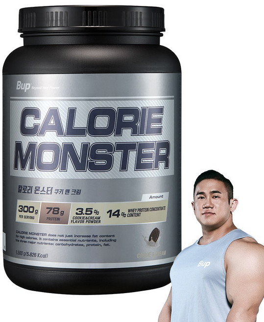 BUP 칼로리몬스터 쿠키앤크림맛 체중증가 게이너, 1개, 1.5kg