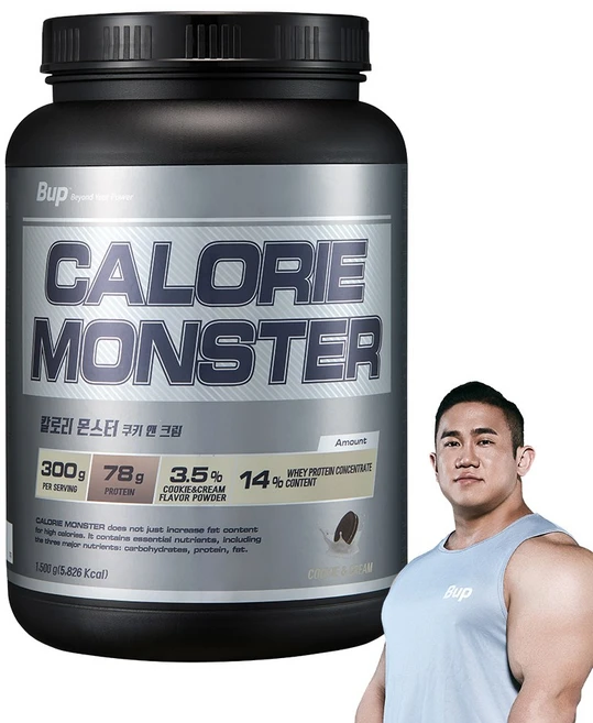 BUP 칼로리몬스터 쿠키앤크림맛 체중증가 게이너, 1개, 1.5kg - 쿠팡