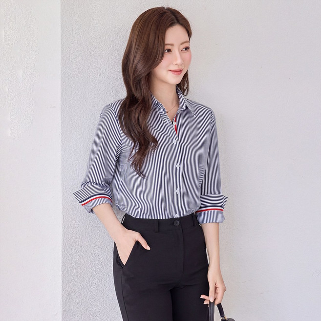 삼색 히든 테잎배색 7부소매 셔츠_M2605BL100B
