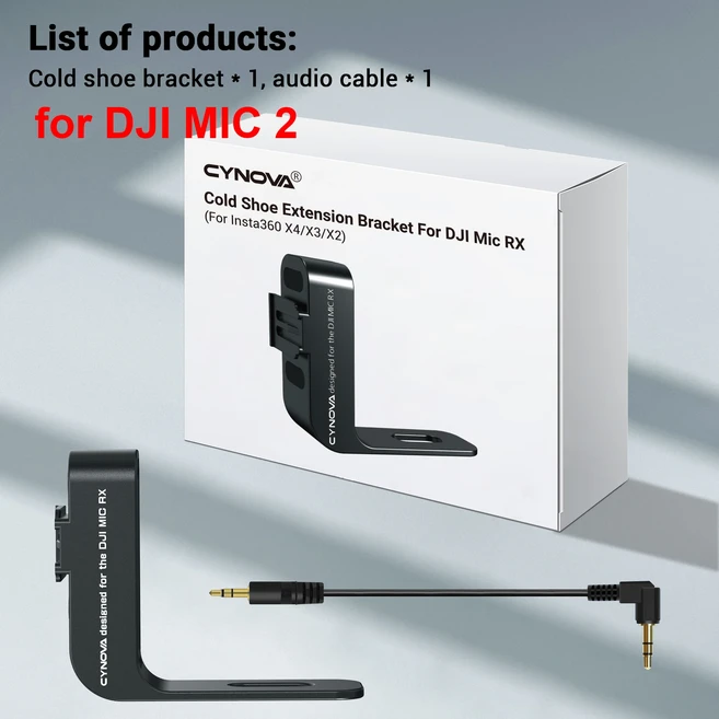 DJI MIC MINI/2 RX 수신기 용 CYNOVA Insta360 X5/X4 카메라 확장 홀더 액세서리 오디오 브래킷 알루미늄, 01 list for mic 2