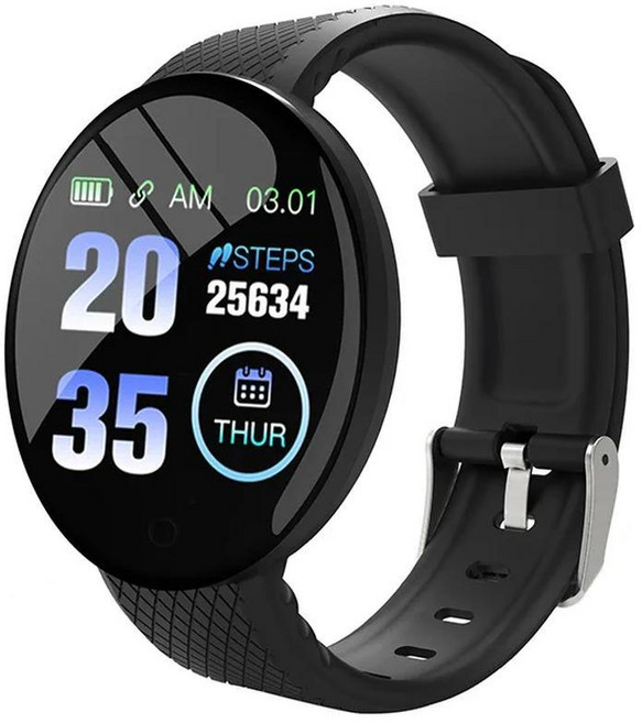 스마트 시계 심박수 모니터 라운드 피트니스 디지털 밴드 팔찌, 4. Black