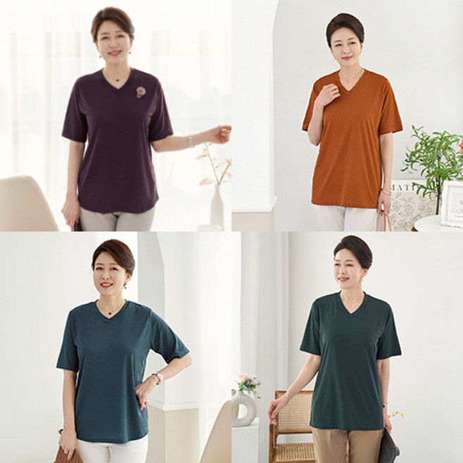 로즈맘 엄마옷 로즈맘 쿨앤쿨브이넥티셔츠