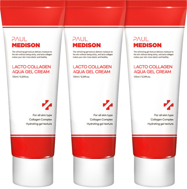 폴메디슨 락토콜라겐 저자극 아쿠아 수딩 젤크림, 3개, 155ml