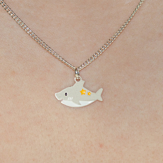 [르클레보] 아기상어 미아방지 유아동 실버목걸이 SN9366, 4번 나눔고딕체, 1개