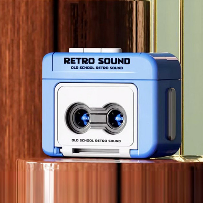 미니 레트로 카세트 플레이어 녹음기 머신 키링 휴대용, 블루, 1개