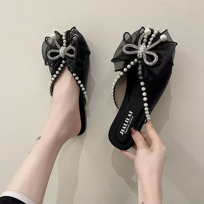 여름 슬리퍼 블링블링 보석 슬리퍼 여성 패션 통굽 미끄럼 방지 슬리퍼 진주장식 슬리퍼 0117PL12