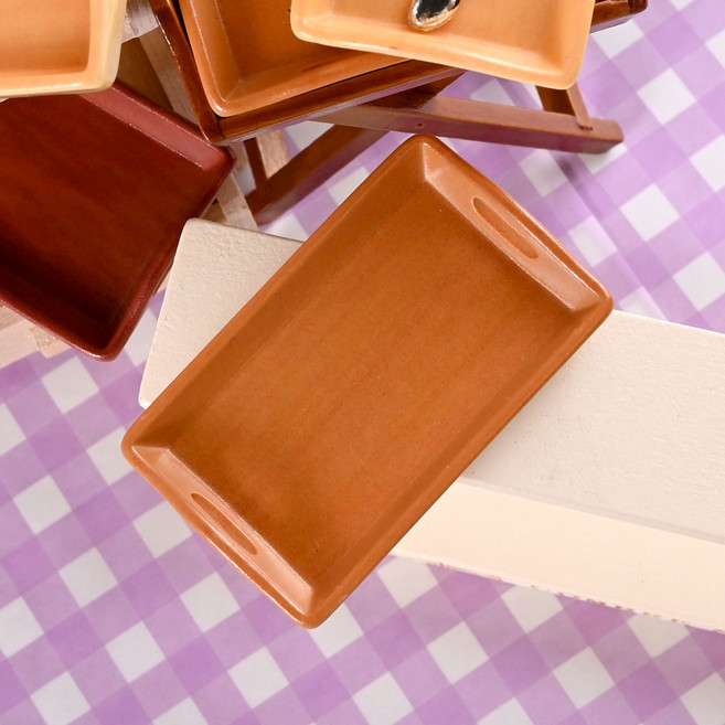 쟁반 미니어처 인형소품 디오라마 트레이 미니 소품 테이블장식 갈색