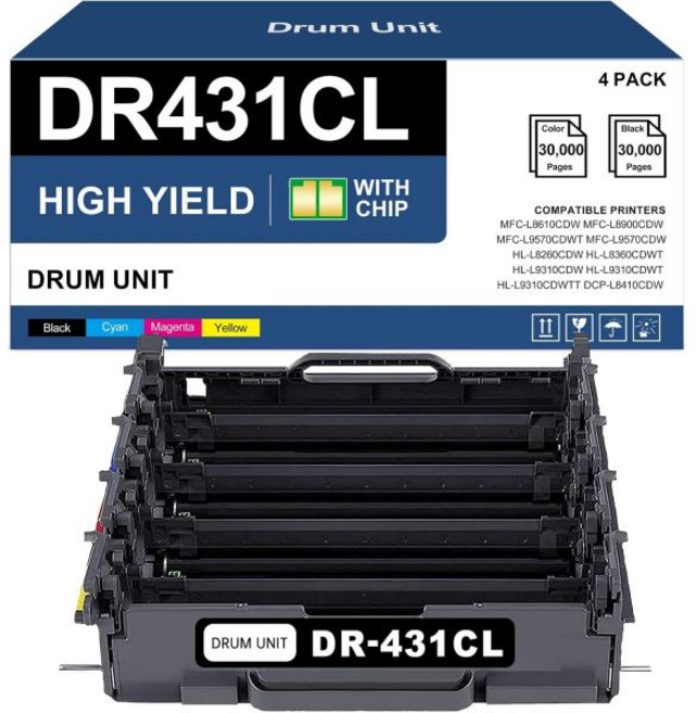 DR431CL DR-431CL DR431 Drum Unit Replacement for Brother MFC-L8900CDW L8610CDW HL-L8260CDW L8360CD, DR431CL DR-431CL DR431 Drum Un
