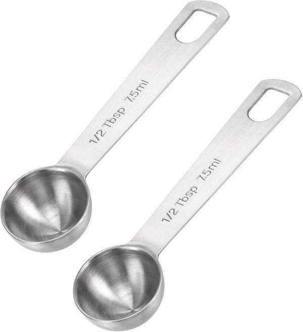 2 PCS 테이블스푼 계량 스푼 12 티스푼 스테인리스 스틸 계량용 스쿱 주방 조리 커피 곡물 단백질 애완동물 사료 은