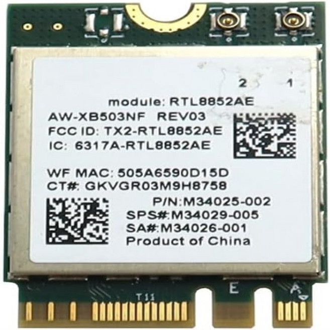 Realtek RTL8852AE M.2 용 노트북 카드 PCI-Express WiFi 6 802.11ax 블루투스 5.0 M34023-001 17-CP0056NR